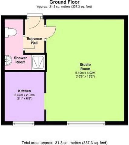  Image of Studio flat to rent in Upper Grosvenor Road Tunbridge Wells TN1 at Upper Grosvenor Road, Tunbridge Wells, Kent TN1