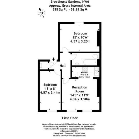  Image of 2 bedroom Flat to rent in Broadhurst Gardens London NW6 at Broadhurst Gardens West Hampstead London, NW6 3AY