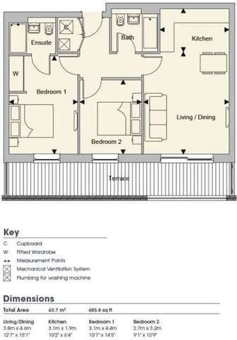  Image of 2 bedroom Flat to rent in Whale Avenue Reading RG2 at Reading, RG2 0GY
