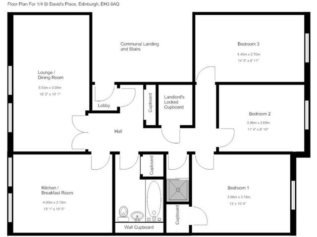  Image of 3 bedroom Flat to rent in St. Davids Place Edinburgh EH3 at Haymarket Edinburgh Edinburgh, EH3 8AQ
