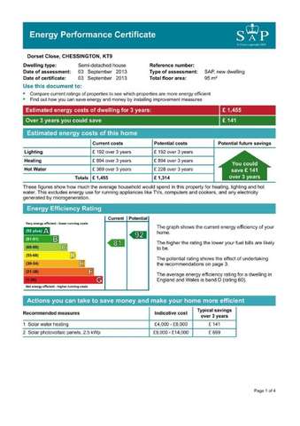  Image of 3 bedroom Semi-Detached house for sale in Dorset Close Chessington KT9 at Dorset Close  Chessington, KT9 1BF