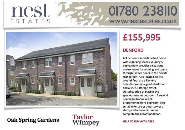  Image of 3 bedroom Property for sale in Musselburgh Way Bourne PE10 at Oak Spring Gardens  Bourne, PE10 0XY