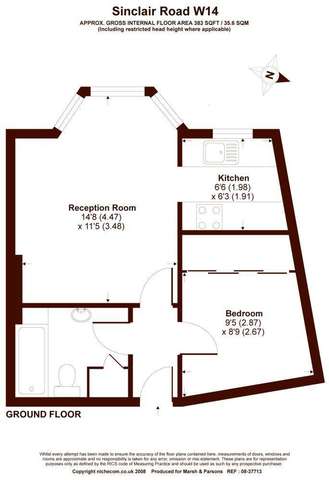  Image of 1 bedroom Ground Flat to rent in Sinclair Road London W14 at Sinclair Road  London, W14 0NP