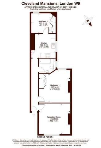  Image of 2 bedroom Flat to rent in Widley Road London W9 at Cleveland Mansions  Widley Road, W9 2LA
