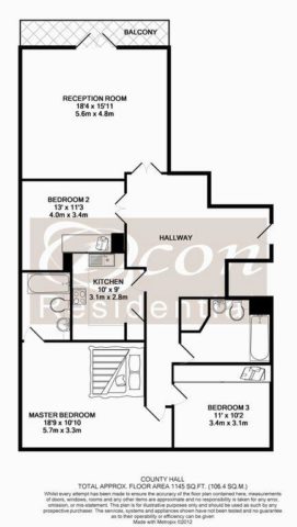  Image of 3 bedroom Flat to rent in Chicheley Street London SE1 at 5 Chichely Street, County Hall Apartments, London, London, SE1